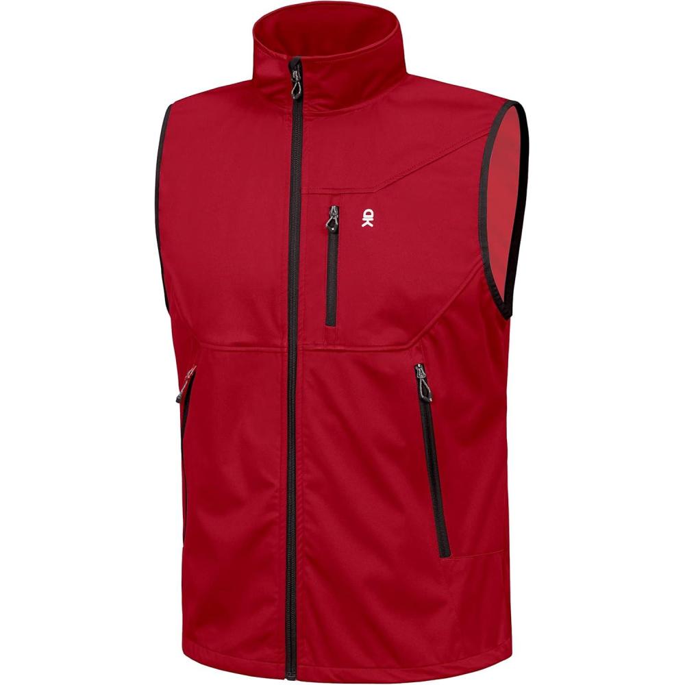 imageLittle Donkey Andy Mens Lightweight Softshell Vest Windproof Sleeveless Jacket for Travel Hiking Running GolfRed