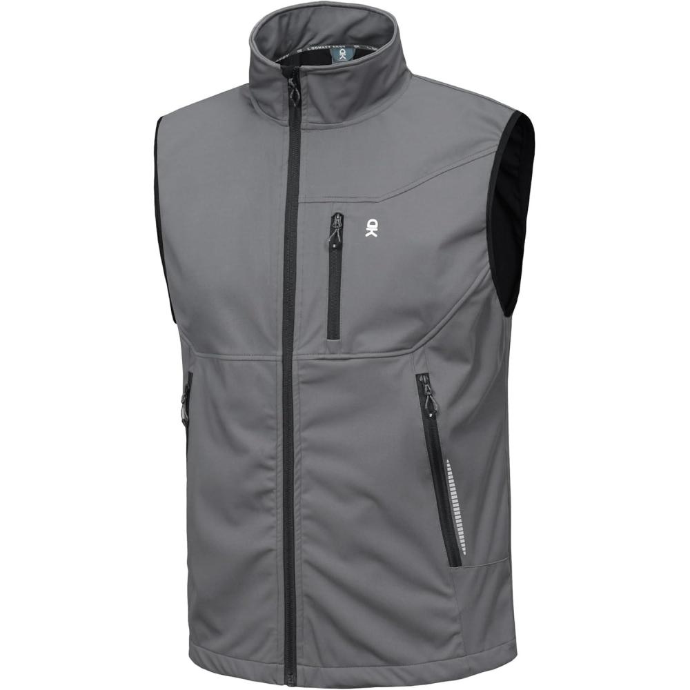imageLittle Donkey Andy Mens Lightweight Softshell Vest Windproof Sleeveless Jacket for Travel Hiking Running GolfReflective Gray