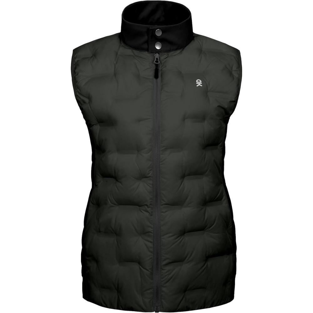 imageLittle Donkey Andy Womens Lightweight Puffer Vest Stand Collar HeatSealed Windproof Sleeveless Jacket with Hidden PocketsBlack