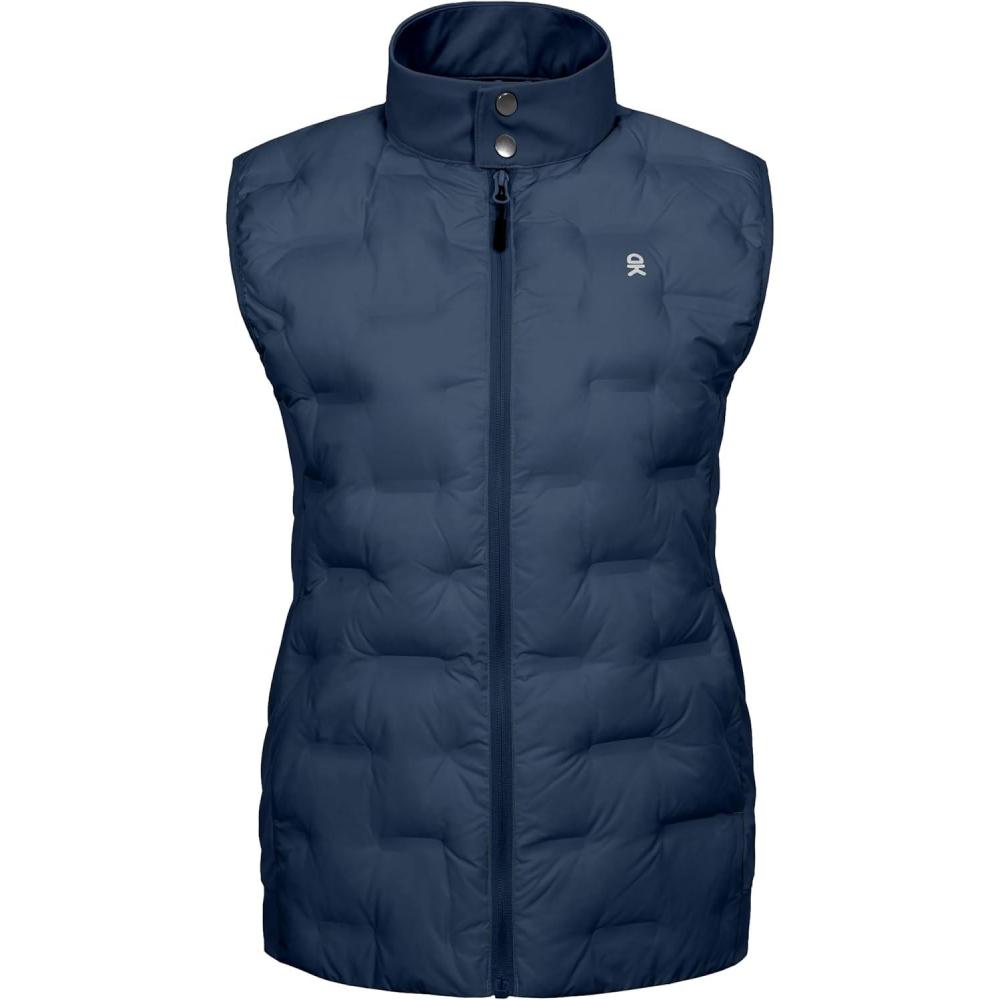imageLittle Donkey Andy Womens Lightweight Puffer Vest Stand Collar HeatSealed Windproof Sleeveless Jacket with Hidden PocketsBlue