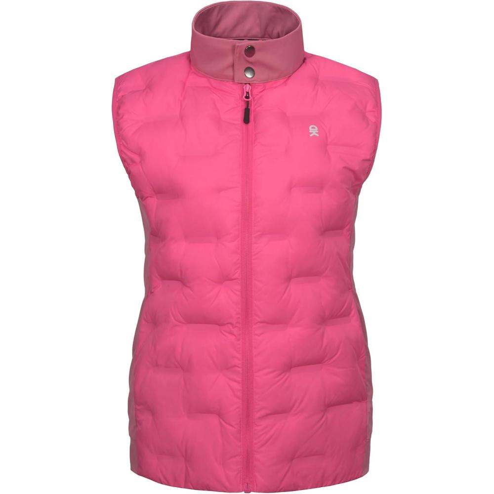 imageLittle Donkey Andy Womens Lightweight Puffer Vest Stand Collar HeatSealed Windproof Sleeveless Jacket with Hidden PocketsRose Red
