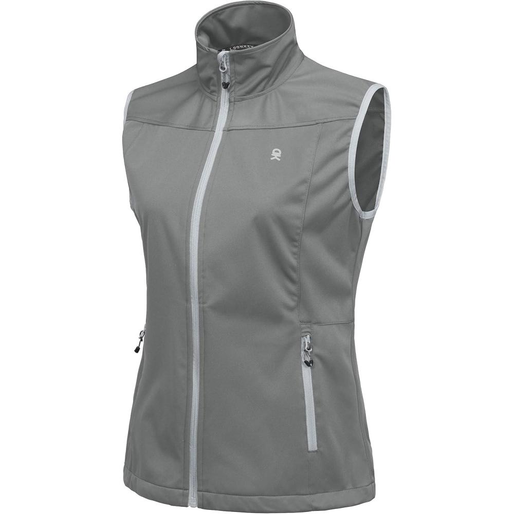 imageLittle Donkey Andy Womens Lightweight Softshell Vest Windproof Sleeveless Jacket for Running Hiking TravelGray