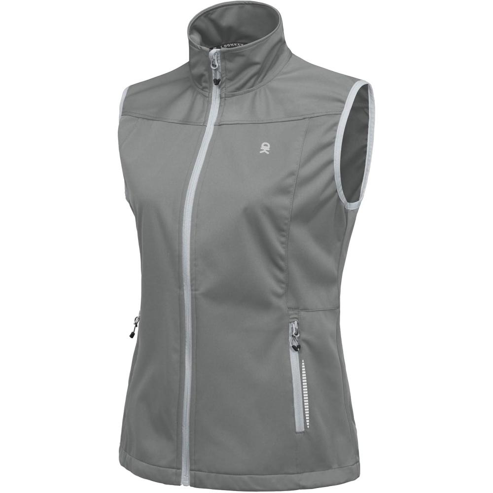 imageLittle Donkey Andy Womens Lightweight Softshell Vest Windproof Sleeveless Jacket for Running Hiking TravelGrayreflective