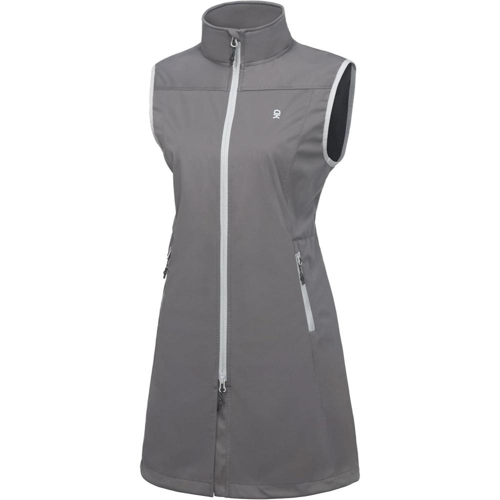 imageLittle Donkey Andy Womens Lightweight Softshell Vest Windproof Sleeveless Jacket for Running Hiking TravelGreylong