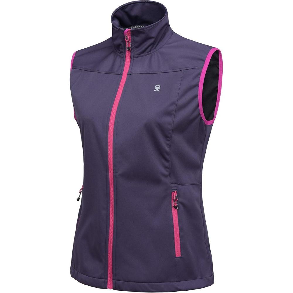 imageLittle Donkey Andy Womens Lightweight Softshell Vest Windproof Sleeveless Jacket for Running Hiking TravelPurple