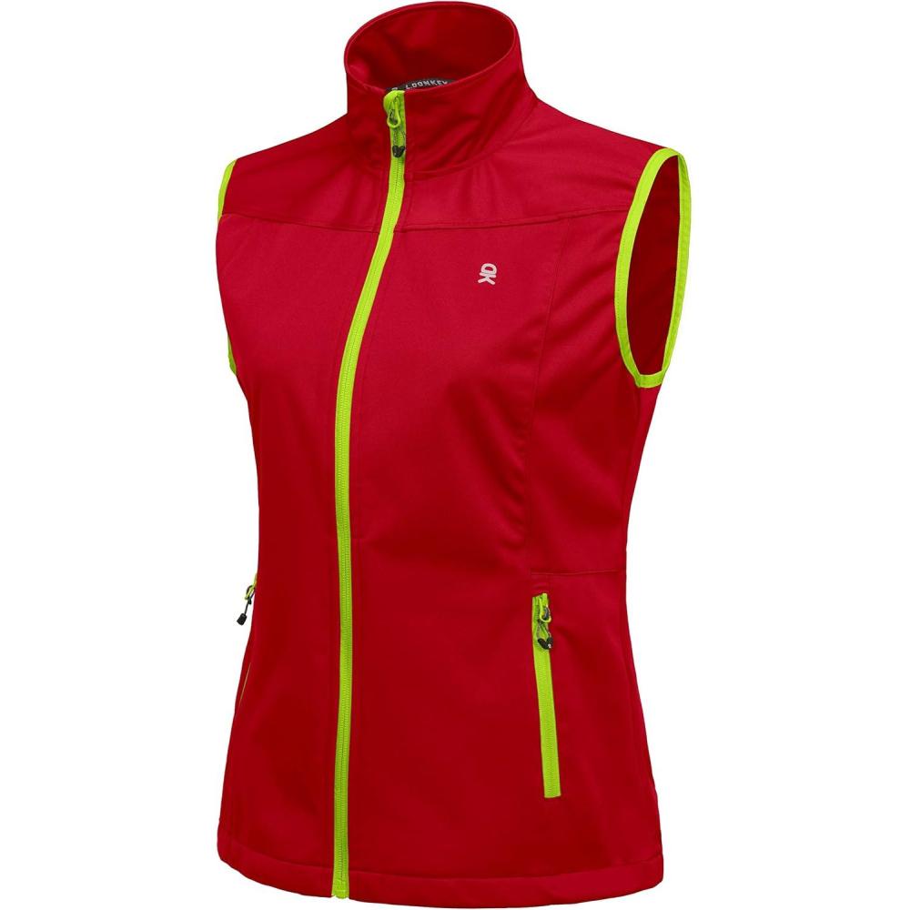 imageLittle Donkey Andy Womens Lightweight Softshell Vest Windproof Sleeveless Jacket for Running Hiking TravelRed