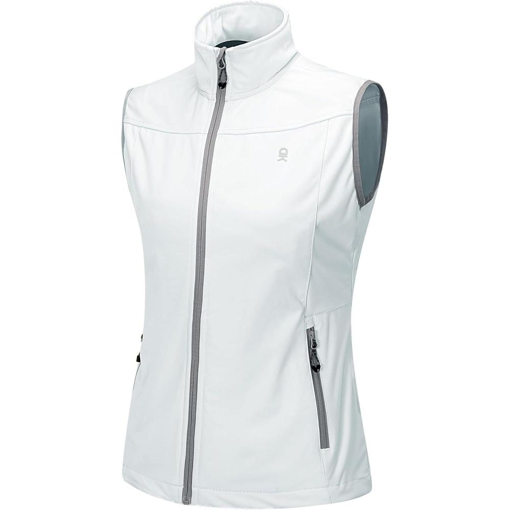 imageLittle Donkey Andy Womens Lightweight Softshell Vest Windproof Sleeveless Jacket for Running Hiking TravelWhite