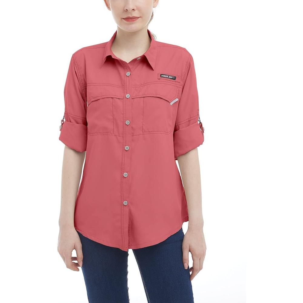 imageLittle Donkey Andy Womens UPF 50 UV Protection Shirt Long Sleeve Fishing Shirt Breathable and Fast DryAwatermelon