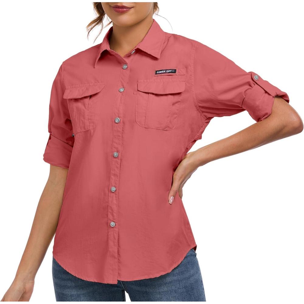 imageLittle Donkey Andy Womens UPF 50 UV Protection Shirt Long Sleeve Fishing Shirt Breathable and Fast DryBwatermelon