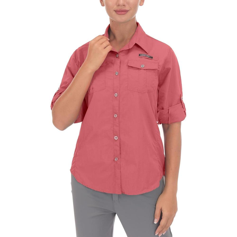 imageLittle Donkey Andy Womens UPF 50 UV Protection Shirt Long Sleeve Fishing Shirt Breathable and Fast DryCwatermelon