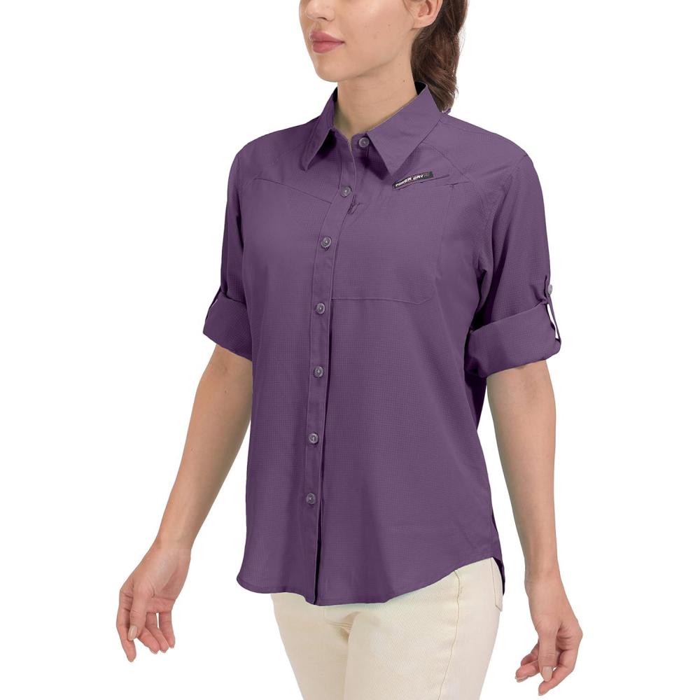 imageLittle Donkey Andy Womens UPF 50 UV Protection Shirt Long Sleeve Fishing Shirt Breathable and Fast DryPurple
