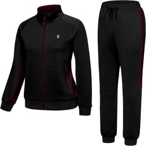 Little Donkey Andy Girls Jogger 2 Piece Outfits Sweatsuit Zip Up Sweatshirt and Sweatpant Tracksuit Athletic Sets(Black)