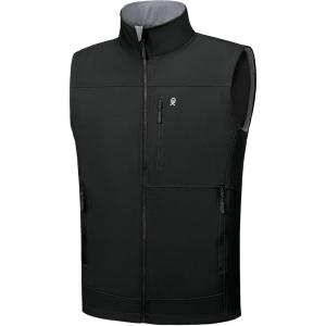 Little Donkey Andy Men’s Golf Vest Warm Fleece Lining Hiking Vests Zip Up Sleeveless Outerwear Jacket(Black)