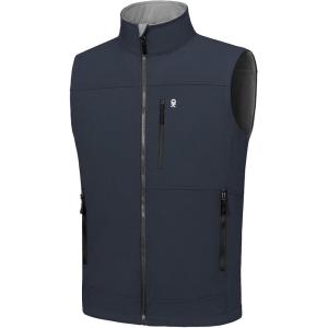Little Donkey Andy Men’s Golf Vest Warm Fleece Lining Hiking Vests Zip Up Sleeveless Outerwear Jacket(Black Heather)