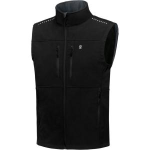 Little Donkey Andy Men’s Golf Vest Warm Fleece Lining Hiking Vests Zip Up Sleeveless Outerwear Jacket(Black-4 Pockets)