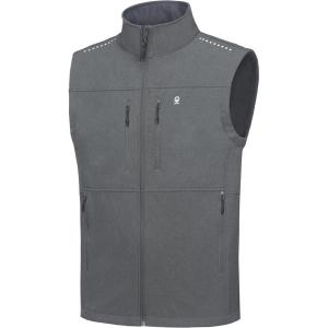 Little Donkey Andy Men’s Golf Vest Warm Fleece Lining Hiking Vests Zip Up Sleeveless Outerwear Jacket(Carbon Gray-4 Pockets)