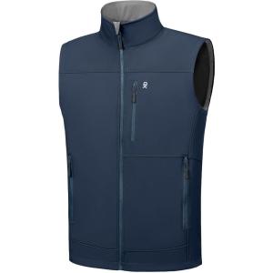 Little Donkey Andy Men’s Golf Vest Warm Fleece Lining Hiking Vests Zip Up Sleeveless Outerwear Jacket(Dark Blue)