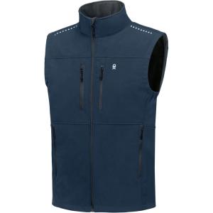 Little Donkey Andy Men’s Golf Vest Warm Fleece Lining Hiking Vests Zip Up Sleeveless Outerwear Jacket(Dark Blue-4 Pockets)