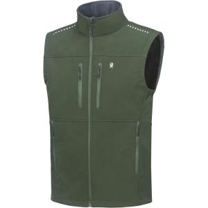 Little Donkey Andy Men’s Golf Vest Warm Fleece Lining Hiking Vests Zip Up Sleeveless Outerwear Jacket(Dark Green-4 Pockets)