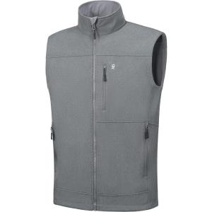 Little Donkey Andy Men’s Golf Vest Warm Fleece Lining Hiking Vests Zip Up Sleeveless Outerwear Jacket(Dark Grey)