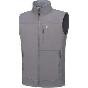 Little Donkey Andy Men’s Golf Vest Warm Fleece Lining Hiking Vests Zip Up Sleeveless Outerwear Jacket(Grey Heather)
