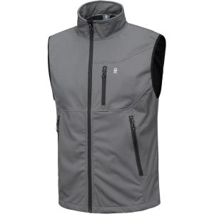 Little Donkey Andy Men’s Lightweight Softshell Vest Windproof Sleeveless Jacket for Travel Hiking Running Golf(Gray)