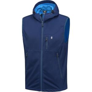 Little Donkey Andy Men’s Lightweight Softshell Vest Windproof Sleeveless Jacket for Travel Hiking Running Golf(Hooded Blue)