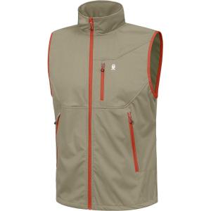 Little Donkey Andy Men’s Lightweight Softshell Vest Windproof Sleeveless Jacket for Travel Hiking Running Golf(Khaki)