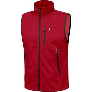 Little Donkey Andy Men’s Lightweight Softshell Vest Windproof Sleeveless Jacket for Travel Hiking Running Golf(Red)