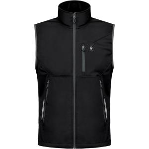 Little Donkey Andy Men’s Lightweight Softshell Vest Windproof Sleeveless Jacket for Travel Hiking Running Golf(Reflective Black)
