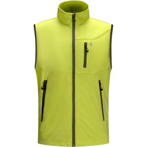 Little Donkey Andy Men’s Lightweight Softshell Vest Windproof Sleeveless Jacket for Travel Hiking Running Golf(Reflective Green)