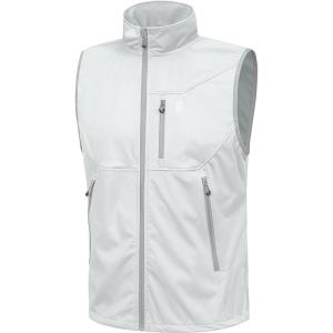 Little Donkey Andy Men’s Lightweight Softshell Vest Windproof Sleeveless Jacket for Travel Hiking Running Golf(White)