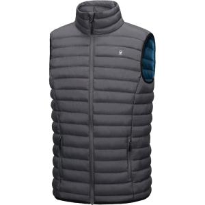 Little Donkey Andy Men’s Lightweight Warm Puffer Vest Outdoor Sleeveless Jacket for Golf Hiking Casual Travel(2. Steel Gray)