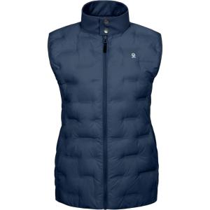Little Donkey Andy Womens Lightweight Puffer Vest Stand Collar Heat-Sealed Windproof Sleeveless Jacket with Hidden Pockets(Blue)