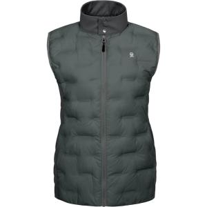 Little Donkey Andy Womens Lightweight Puffer Vest Stand Collar Heat-Sealed Windproof Sleeveless Jacket with Hidden Pockets(Grey)