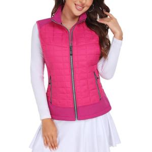 Little Donkey Andy Women’s Lightweight Puffer Vest, Warm Outdoor Sleeveless Jacket for Hiking Travel Running Golf(Rose)