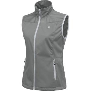 Little Donkey Andy Women’s Lightweight Softshell Vest, Windproof Sleeveless Jacket for Running Hiking Travel(Gray)