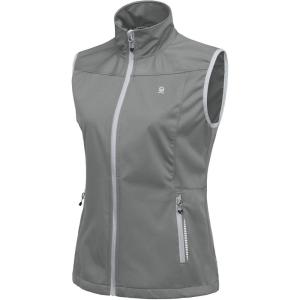Little Donkey Andy Women’s Lightweight Softshell Vest, Windproof Sleeveless Jacket for Running Hiking Travel(Gray-reflective)