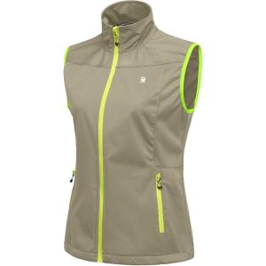 Little Donkey Andy Women’s Lightweight Softshell Vest, Windproof Sleeveless Jacket for Running Hiking Travel(Khaki)