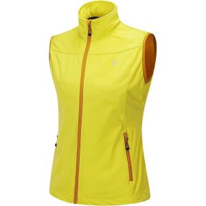 Little Donkey Andy Women’s Lightweight Softshell Vest, Windproof Sleeveless Jacket for Running Hiking Travel(Lemon)