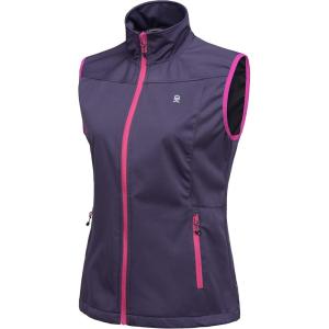 Little Donkey Andy Women’s Lightweight Softshell Vest, Windproof Sleeveless Jacket for Running Hiking Travel(Purple)