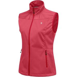 Little Donkey Andy Women’s Lightweight Softshell Vest, Windproof Sleeveless Jacket for Running Hiking Travel(Watermelon)