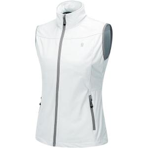 Little Donkey Andy Women’s Lightweight Softshell Vest, Windproof Sleeveless Jacket for Running Hiking Travel(White)