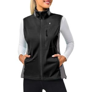 Little Donkey Andy Women’s Lightweight Windproof Softshell Vest for Golf Tennis Running Cycling(Black)