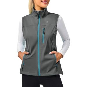 Little Donkey Andy Women’s Lightweight Windproof Softshell Vest for Golf Tennis Running Cycling(Pure Gray)