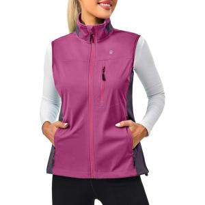 Little Donkey Andy Women’s Lightweight Windproof Softshell Vest for Golf Tennis Running Cycling(Rose)
