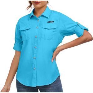 Little Donkey Andy Women’s UPF 50+ UV Protection Shirt, Long Sleeve Fishing Shirt, Breathable and Fast Dry(B-sea Blue)