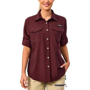 Little Donkey Andy Women’s UPF 50+ UV Protection Shirt, Long Sleeve Fishing Shirt, Breathable and Fast Dry(Red Dahlia)