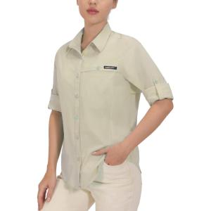 Little Donkey Andy Women’s UV Protection Shirt UPF 50+ Breathable Long Sleeve Fishing Shirt, Air-Holes Tech(Light Khaki Heather)