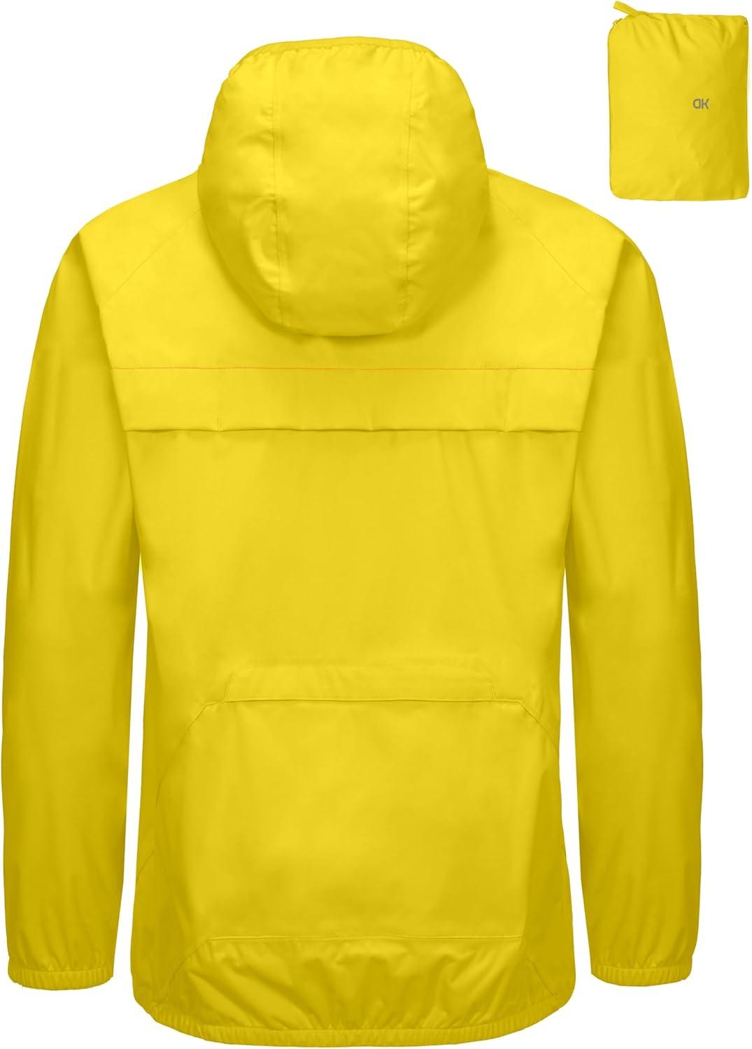 imageLittle Donkey Andy Mens Cycling Stretch Rain Jacket with Hood Windproof and Waterproof Ultralight WindbreakerPackableUpgradeempire Yellow